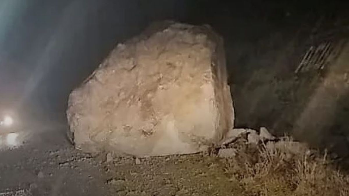 Ruta 40 cortada por desprendimiento de piedras en la Comarca Andina