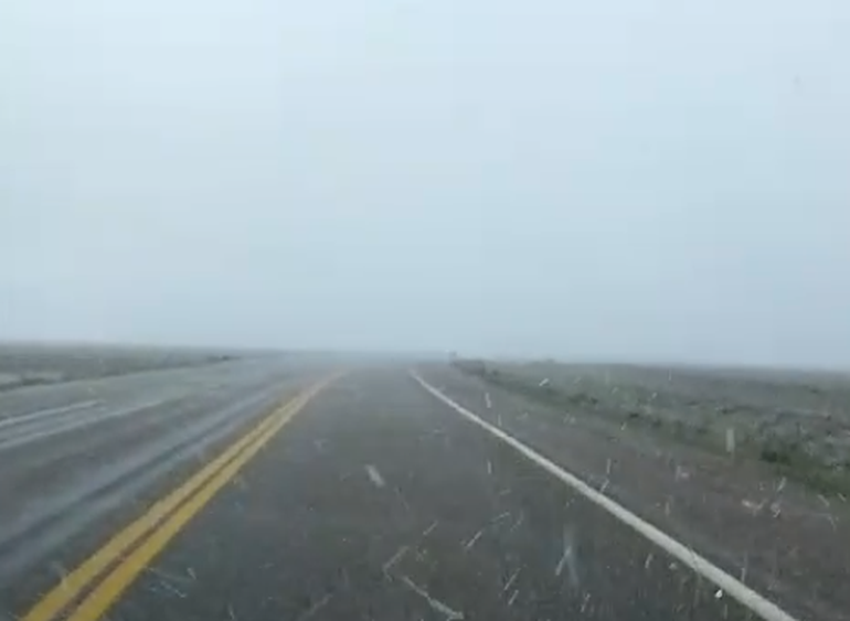 Lluvia, nieve y granizo en el tramo Comodoro-Garayalde