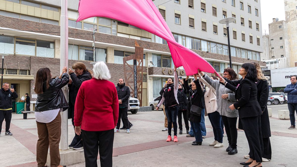 El Municipio acompañó el izamiento de la bandera rosa